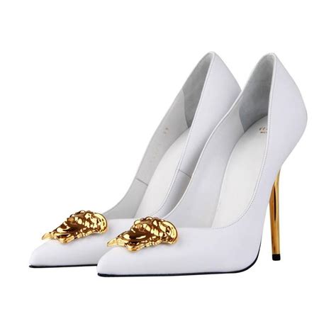 white versace palazzo pumps|Versace slingback shoes.